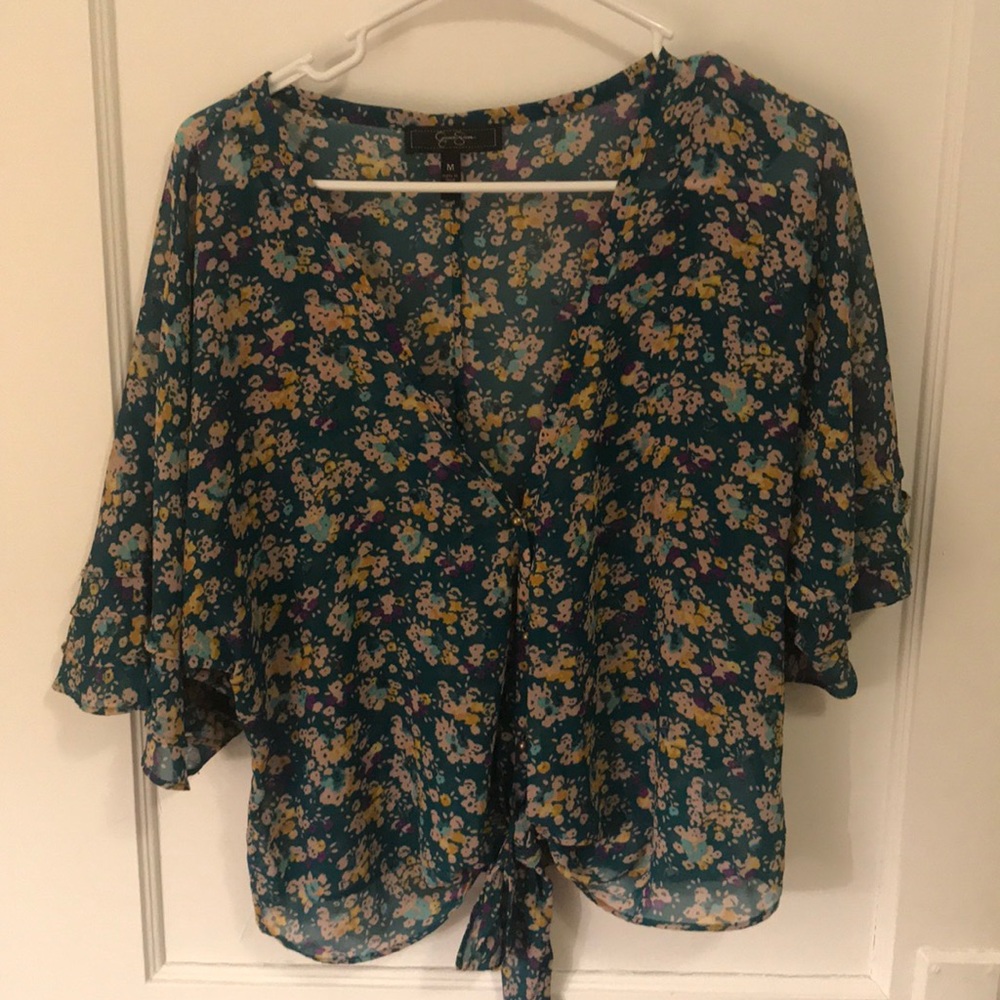 Bell sleeved, crop tie blouse